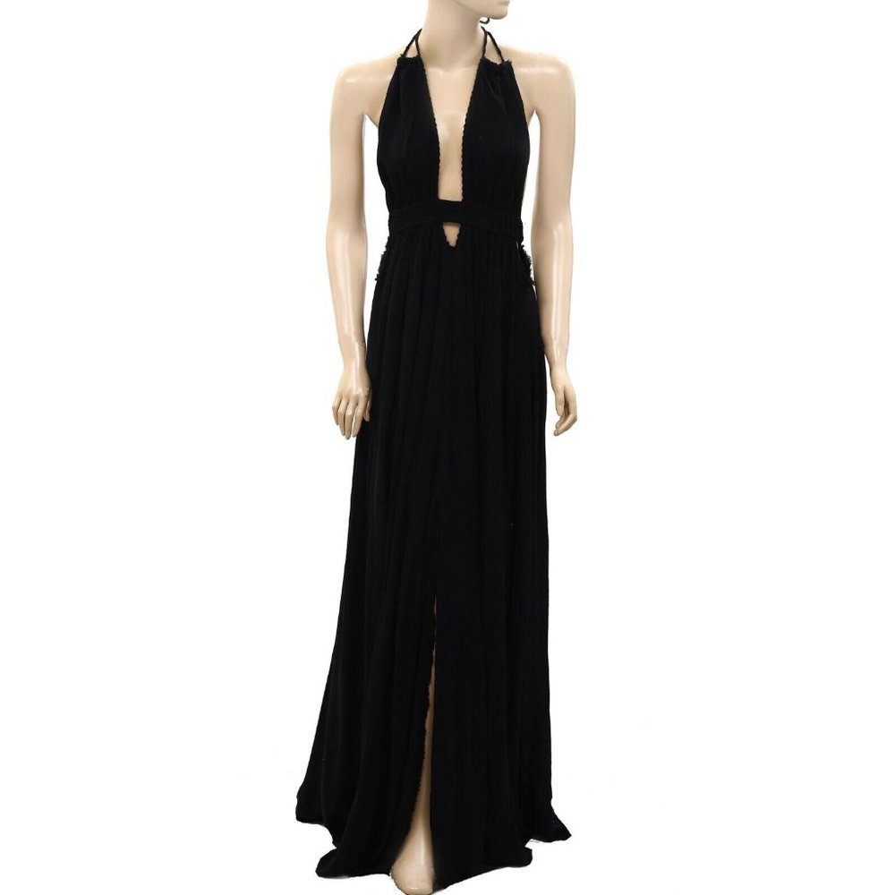 Free People Black Halter Maxi Dress with High Slit - Picture 6 of 11